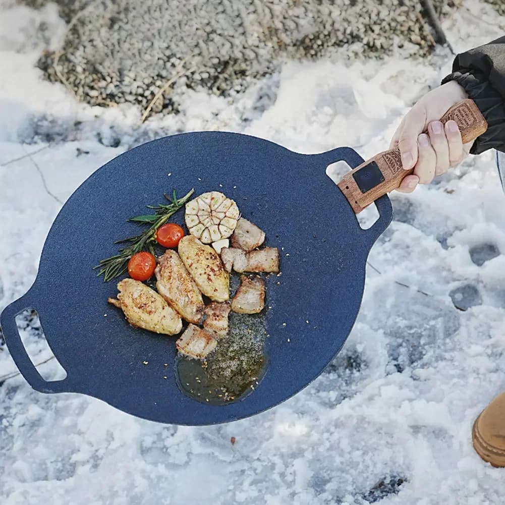 Outdoor Grill Pan Handle Anti-scald Solid Wood Handle Adjustable Grill Pan Clip Insulated Handle Camping Picnic Cookware Tools - Image 2