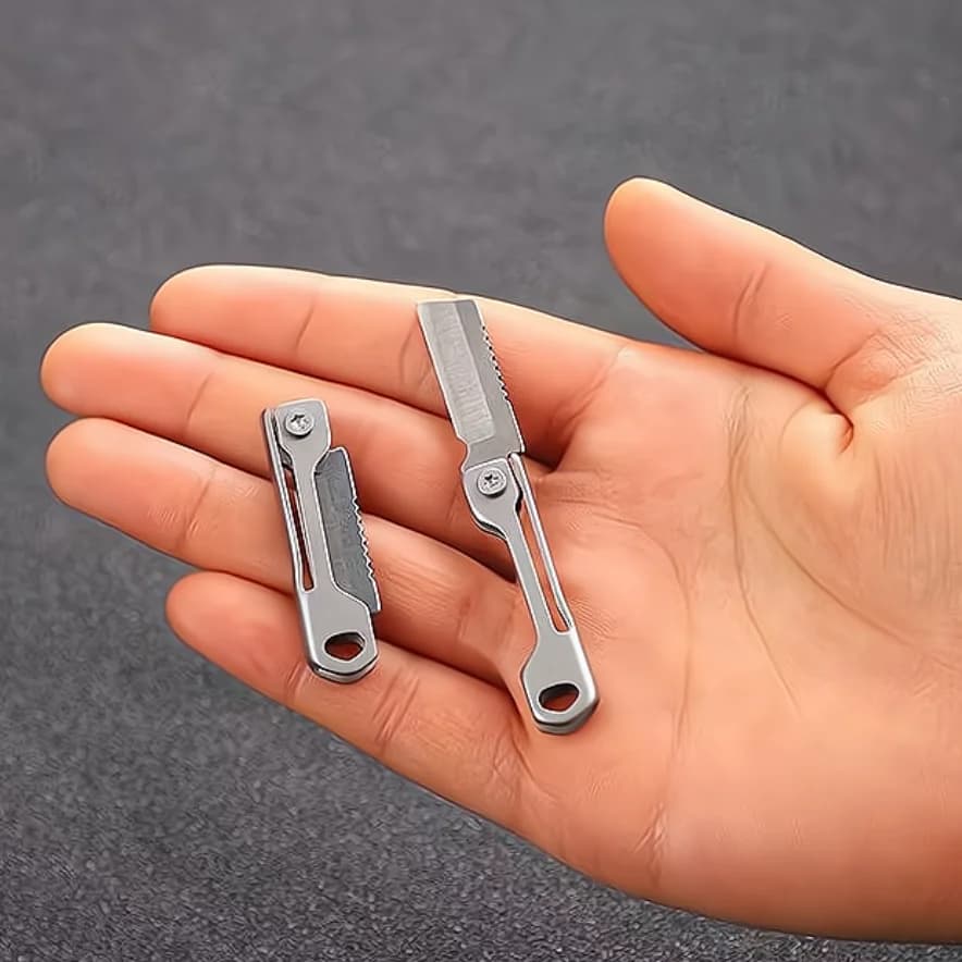 1PC Stainless Steel Mini Folding Multi-Tool, Portable EDC Keychain Tool for Outdoor Camping Hiking and Package Opening - Image 2