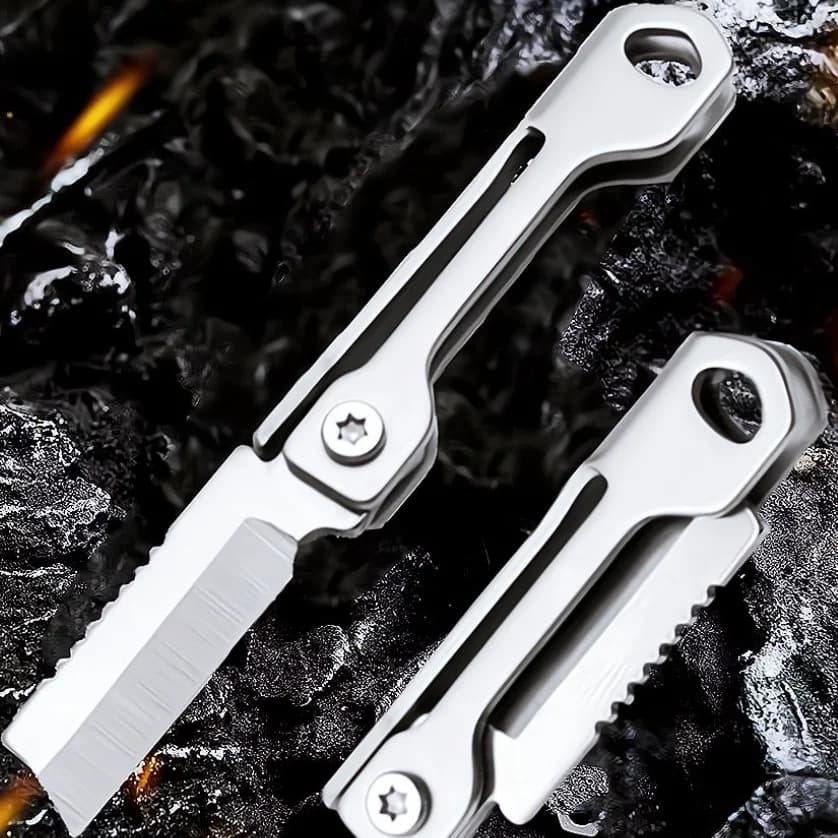 1PC Stainless Steel Mini Folding Multi-Tool, Portable EDC Keychain Tool for Outdoor Camping Hiking and Package Opening - Image 3