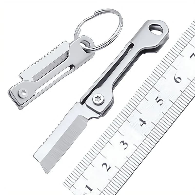 1PC Stainless Steel Mini Folding Multi-Tool, Portable EDC Keychain Tool for Outdoor Camping Hiking and Package Opening - Image 4