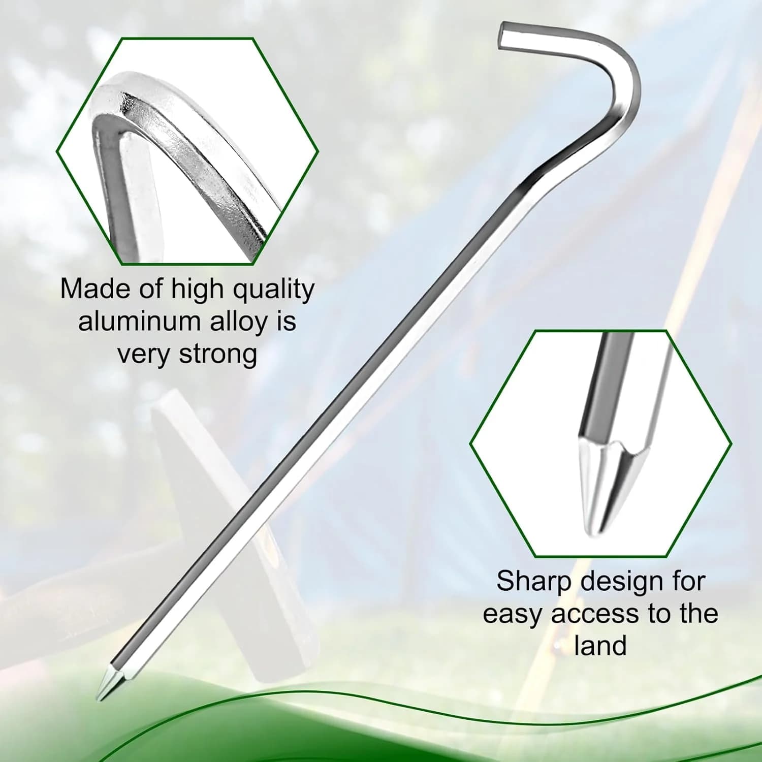 Lightweight Tent Pegs Campsite Ground Nails, 5pc/10pc 18cm Aluminum Alloy Shelter Tent Stakes, Camping Tent Accessories - Image 2