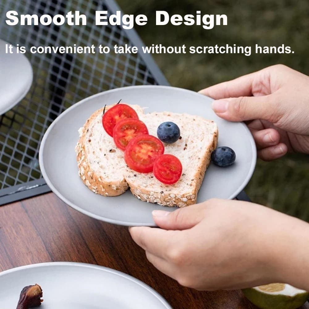 Titanium Camping Plate Lightweight Camping Plate For Barbecue Home Dinnerware Round Frosted Picnic Gear Reusable Tableware - Image 2