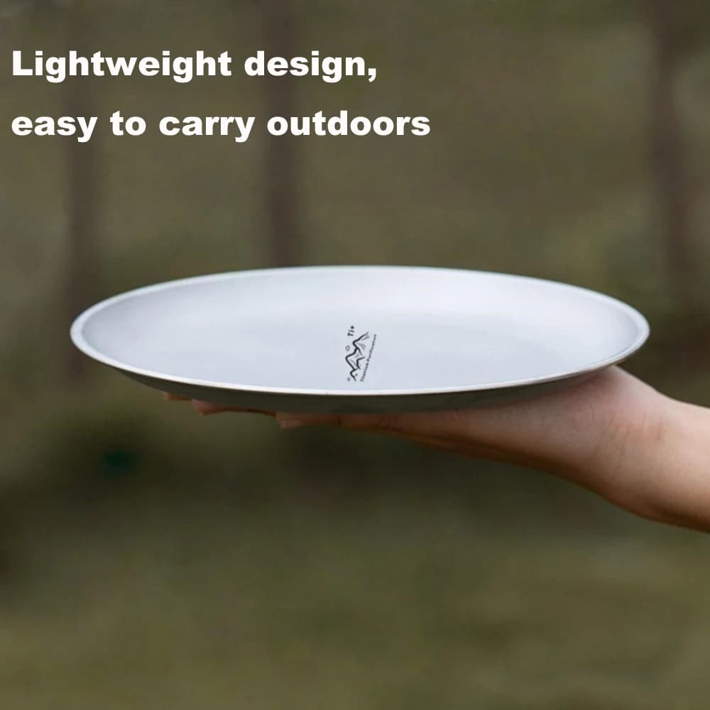 Titanium Camping Plate Lightweight Camping Plate For Barbecue Home Dinnerware Round Frosted Picnic Gear Reusable Tableware - Image 3