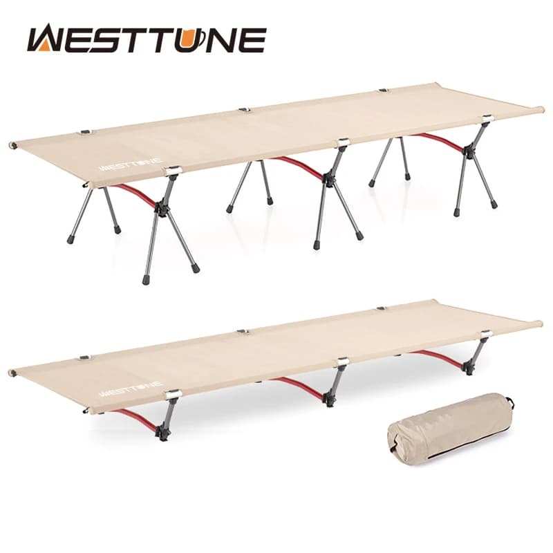 WESTTUNE Camping Cot Portable Folding Bed Ultralight Aluminum Alloy Sleeping Cot for Outdoor Hiking Backpacking Travel - Image 1