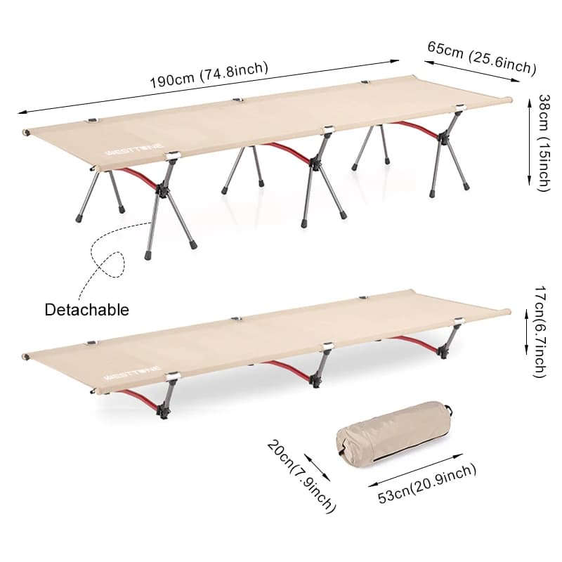 WESTTUNE Camping Cot Portable Folding Bed Ultralight Aluminum Alloy Sleeping Cot for Outdoor Hiking Backpacking Travel - Image 3