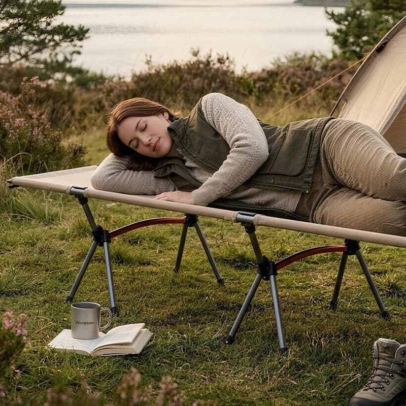 WESTTUNE Camping Cot Portable Folding Bed Ultralight Aluminum Alloy Sleeping Cot for Outdoor Hiking Backpacking Travel - Image 6