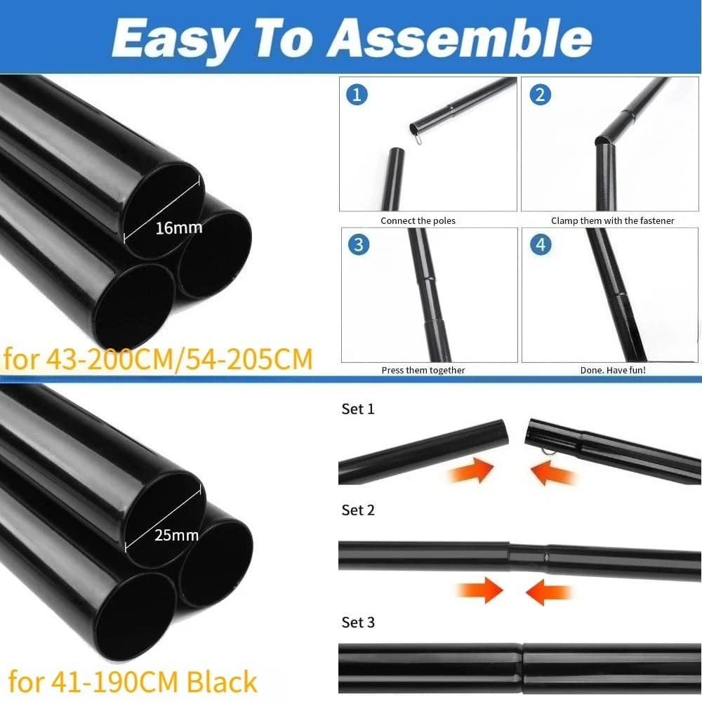 Telescopic Tent Poles Set of 2 Universal Adjustable Aluminium Camping Awning Poles Sun Sail Shelter Rods Tarp Tent Accessories - Image 5