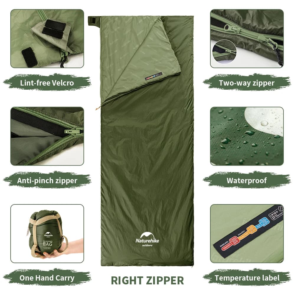 NaturehikeLW180 Sleeping Bag Ultralight Portable Sleeping Bag Spring Summer Sleeping Bag Outdoor Hiking Camping Travel Equipment - Image 5