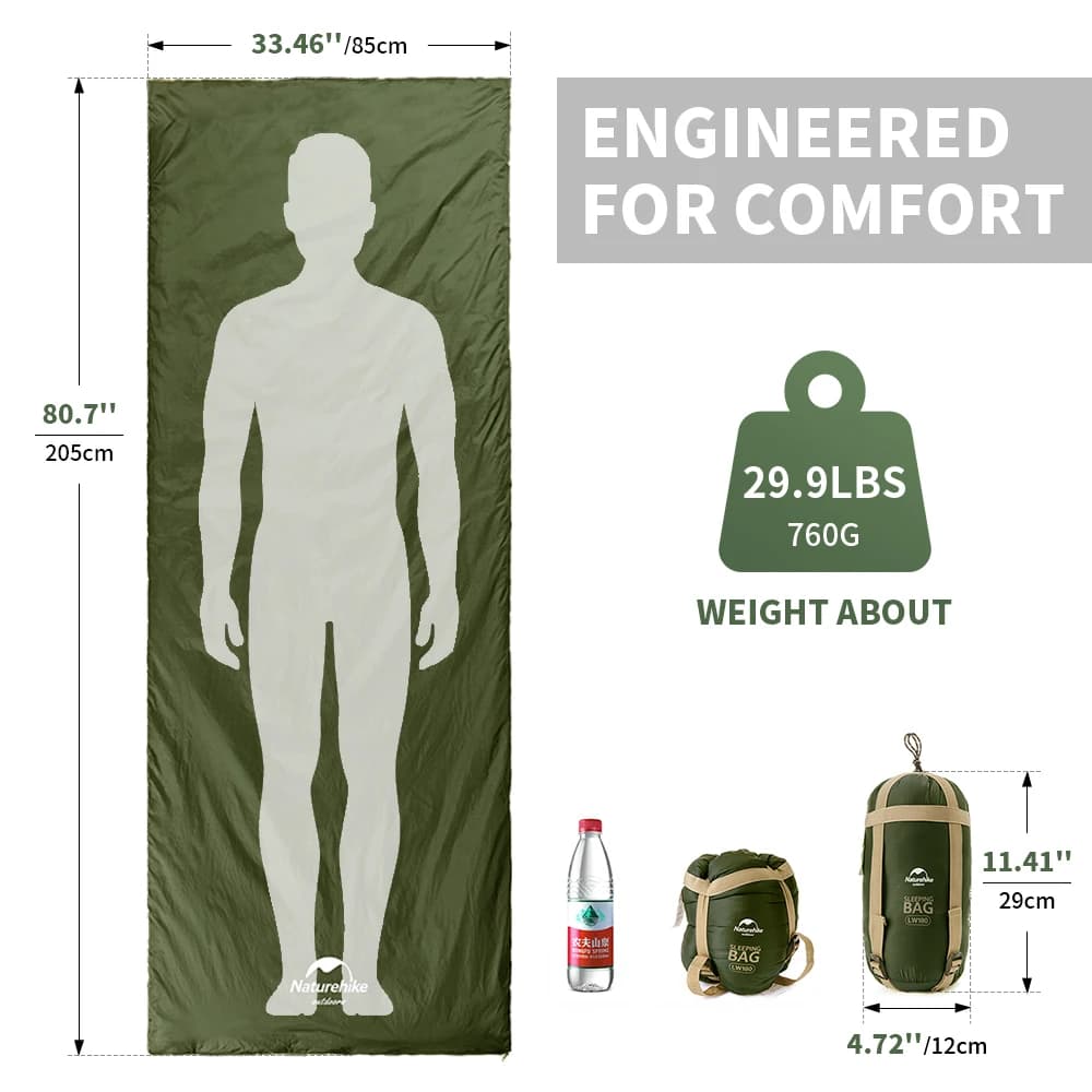 NaturehikeLW180 Sleeping Bag Ultralight Portable Sleeping Bag Spring Summer Sleeping Bag Outdoor Hiking Camping Travel Equipment - Image 6
