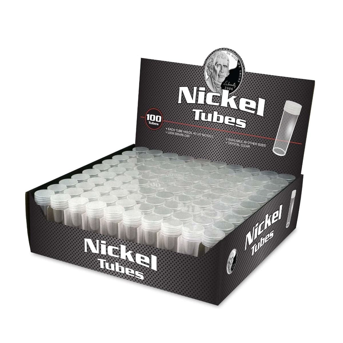 Open box of BCW Coin Tubes - Nickel