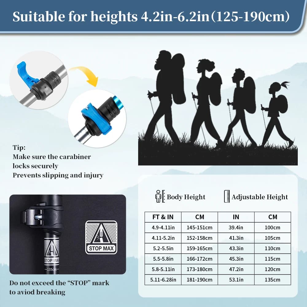 Naturehike Hiking Poles Three Sections Of Aluminum Pole For Mountaineering Hiking Skiing Travel Poles Climbing Trekking Pole - Image 5