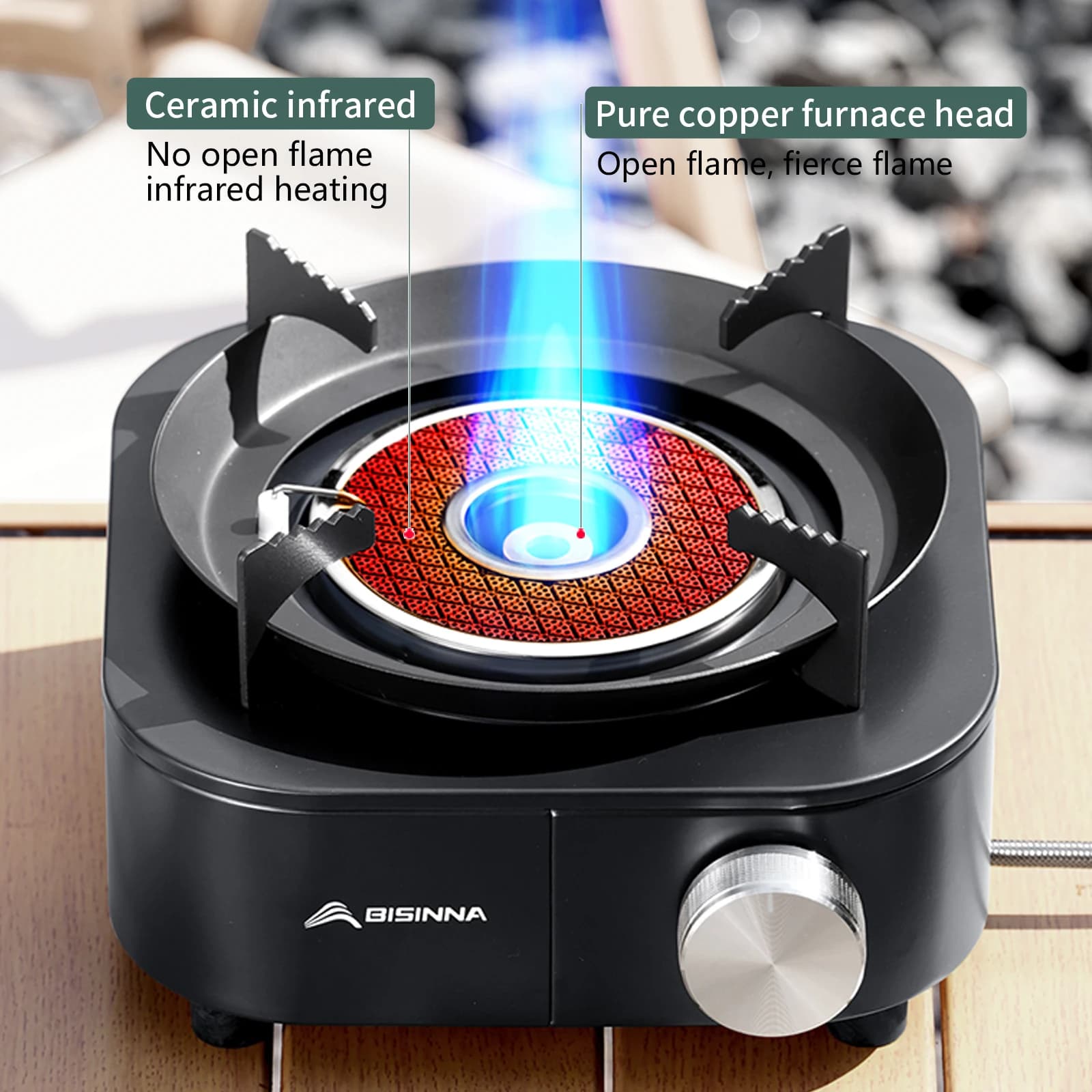 BISINNA 4000W High-power Infrared Stove Portable Lightweight Gas Burner Split Type Stove Outdoor Camping Supplies Picnic Hiking - Image 2