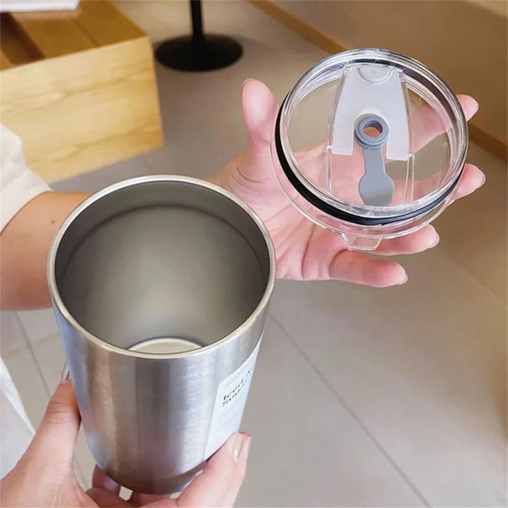 Portable 600ml Thermos Cup 304 Stainless Steel Coffee Mug Thermal Leak-proof Water Bottle with Straw Insulated Bottle Drinkware - Image 2