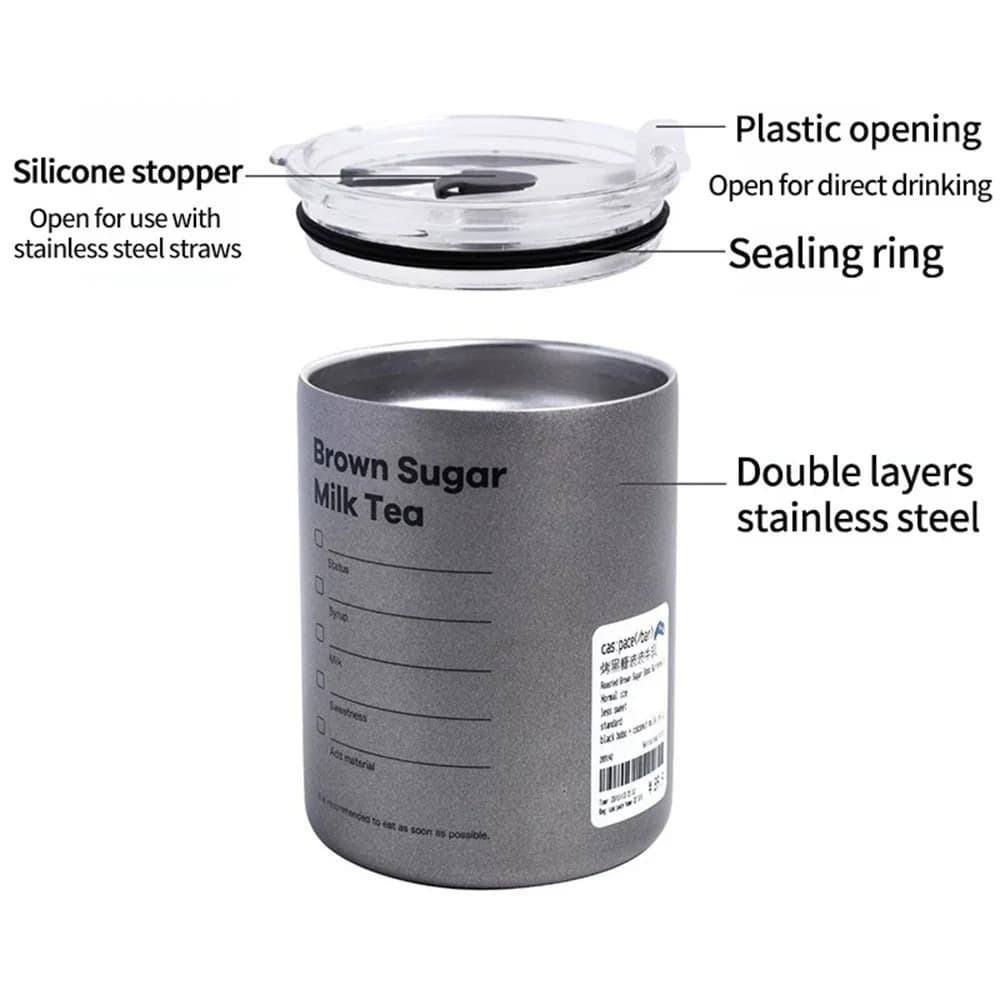 Portable 600ml Thermos Cup 304 Stainless Steel Coffee Mug Thermal Leak-proof Water Bottle with Straw Insulated Bottle Drinkware - Image 6