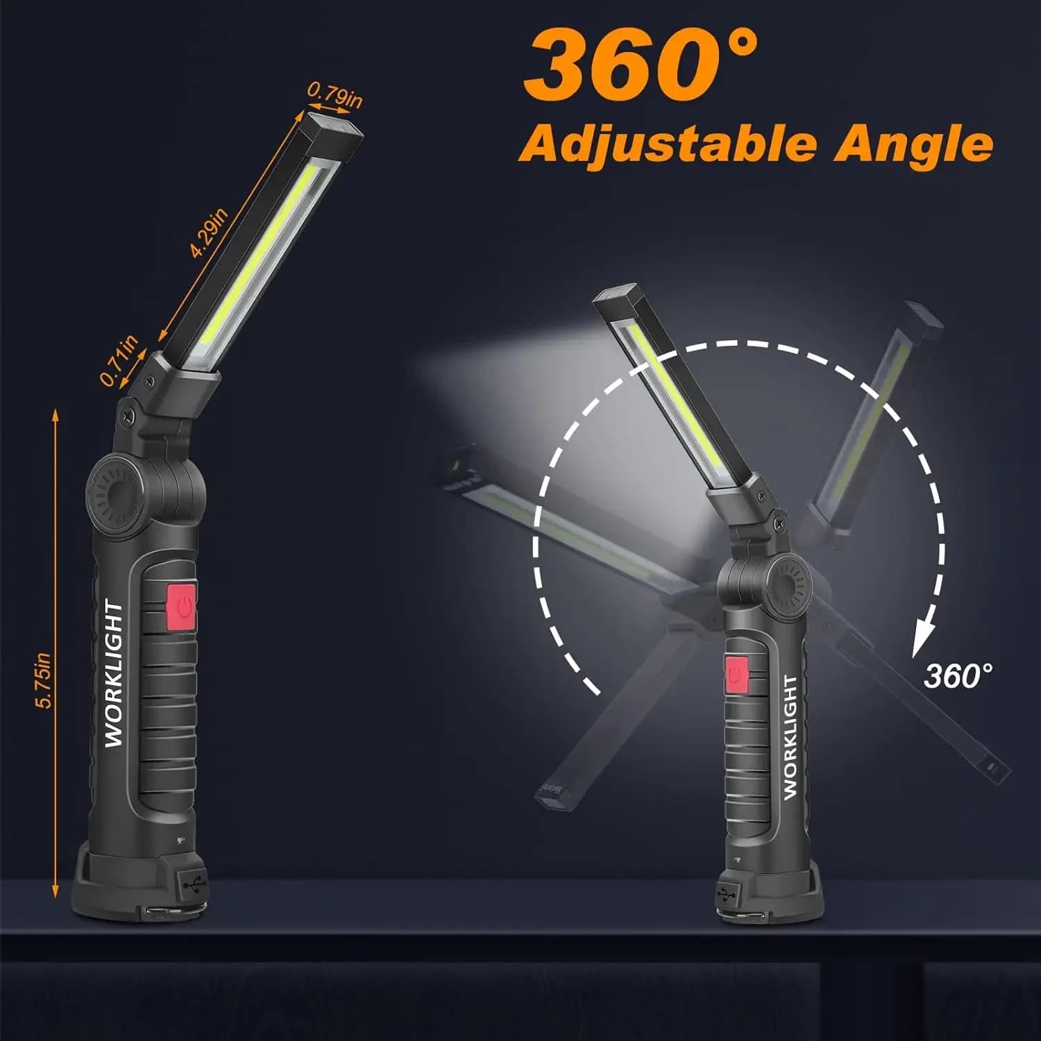 1-6PC Work Light Magnetic Base Hook Rechargeable 360°Rotating Portable Handheld Flashlight For Working Repairing Outdoor Camping - Image 3