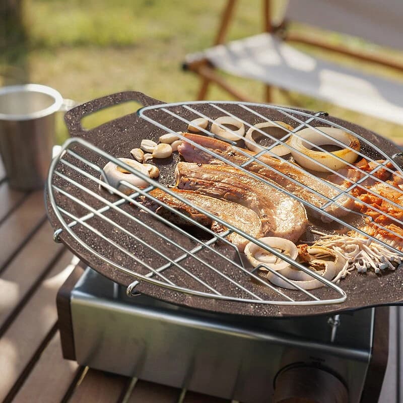 Outdoor Barbecue Net Steam Rack Stainless Steel Camping Barbecue Frying Pan Barbecue Meat Drain Anti Scorching Grill - Image 2