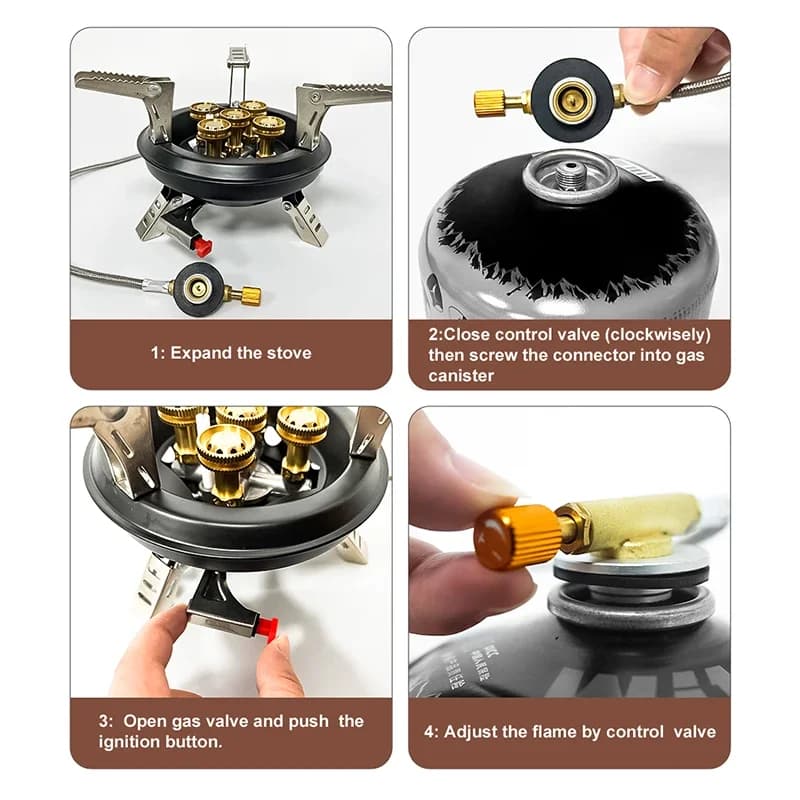 BRS-201A Portable Camping Gas Stove 16000W High Pressured Propane Butane Gas Burner Outdoor Emergency Stove with Piezo Ignition - Image 4