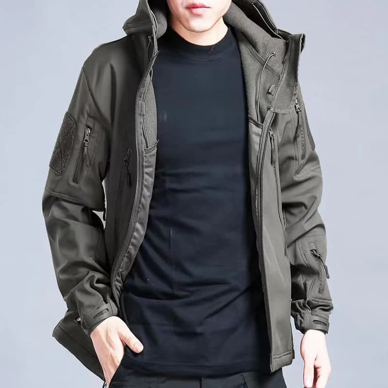 Men's Autumn Winter SoftShell Fleece Jackets Male Hood Windproof Coat Fishing Hiking Camping Climbing Skiing Warm Pants Trousers - Image 4