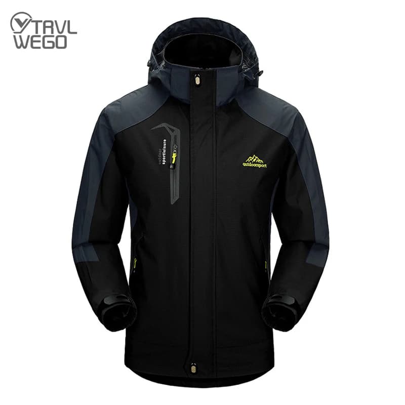 TRVLWEGO Camping Hiking Jacket Men Autumn Outdoor Sports Coats Climbing Trekking Windbreaker Travel Waterproof Jackets Black - Image 2