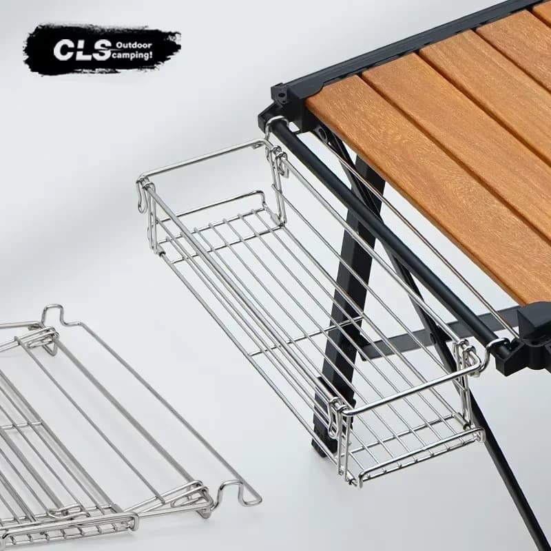 Outdoor Aluminum Table Side Storage Rack Hanging Mesh IGT Table Expansion Bracket Folding Table Extension Basket Folding Rack - Image 4