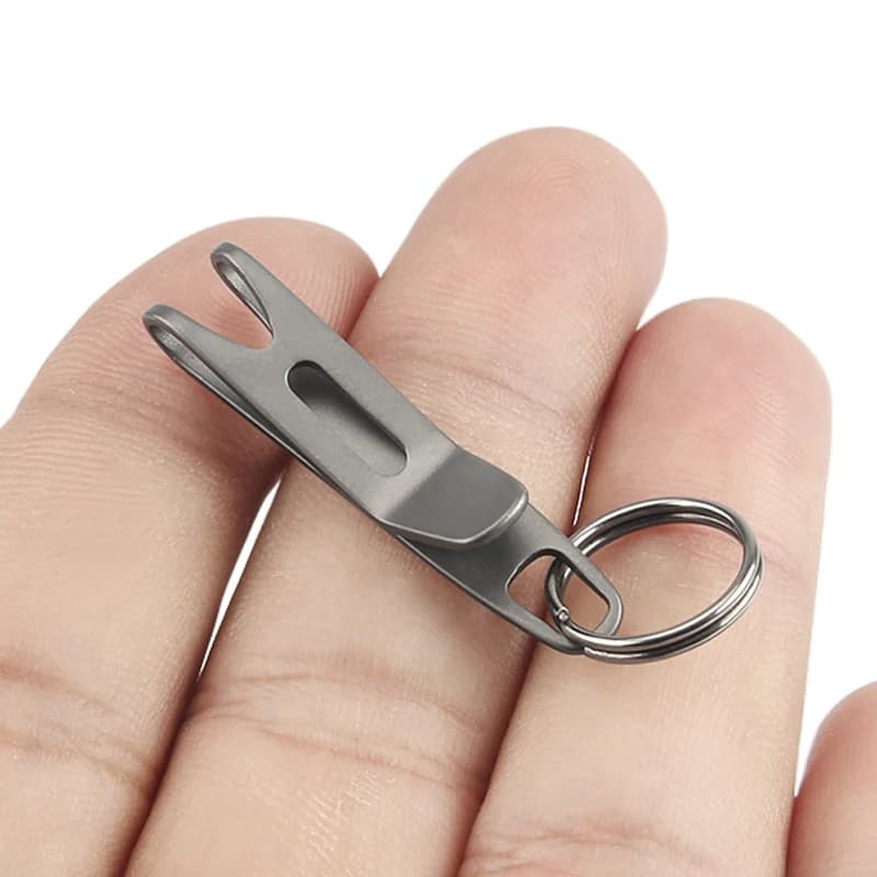 1PC Titanium Clasp Titanium Alloy Key Ring Outdoor EDC Tool Titanium Buckle Hook - Image 5