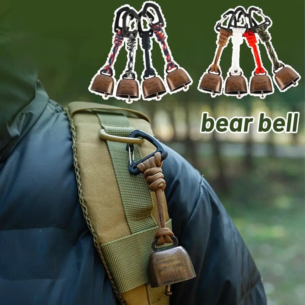 Outdoor Bear Bell for Hiking Camping - Loud Cast Iron Cowbell with Hand Braided Lanyard, Anti-Lost Keychain for Backpacking Walk - Image 1