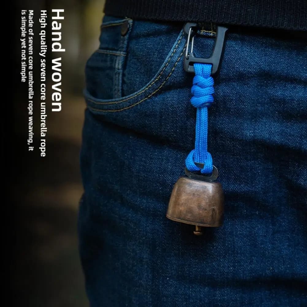 Outdoor Bear Bell for Hiking Camping - Loud Cast Iron Cowbell with Hand Braided Lanyard, Anti-Lost Keychain for Backpacking Walk - Image 2