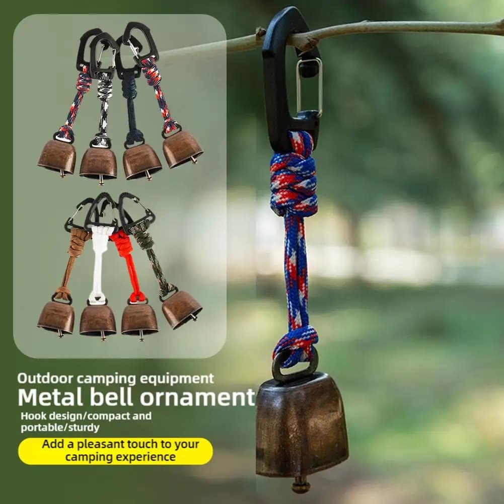 Outdoor Bear Bell for Hiking Camping - Loud Cast Iron Cowbell with Hand Braided Lanyard, Anti-Lost Keychain for Backpacking Walk - Image 3