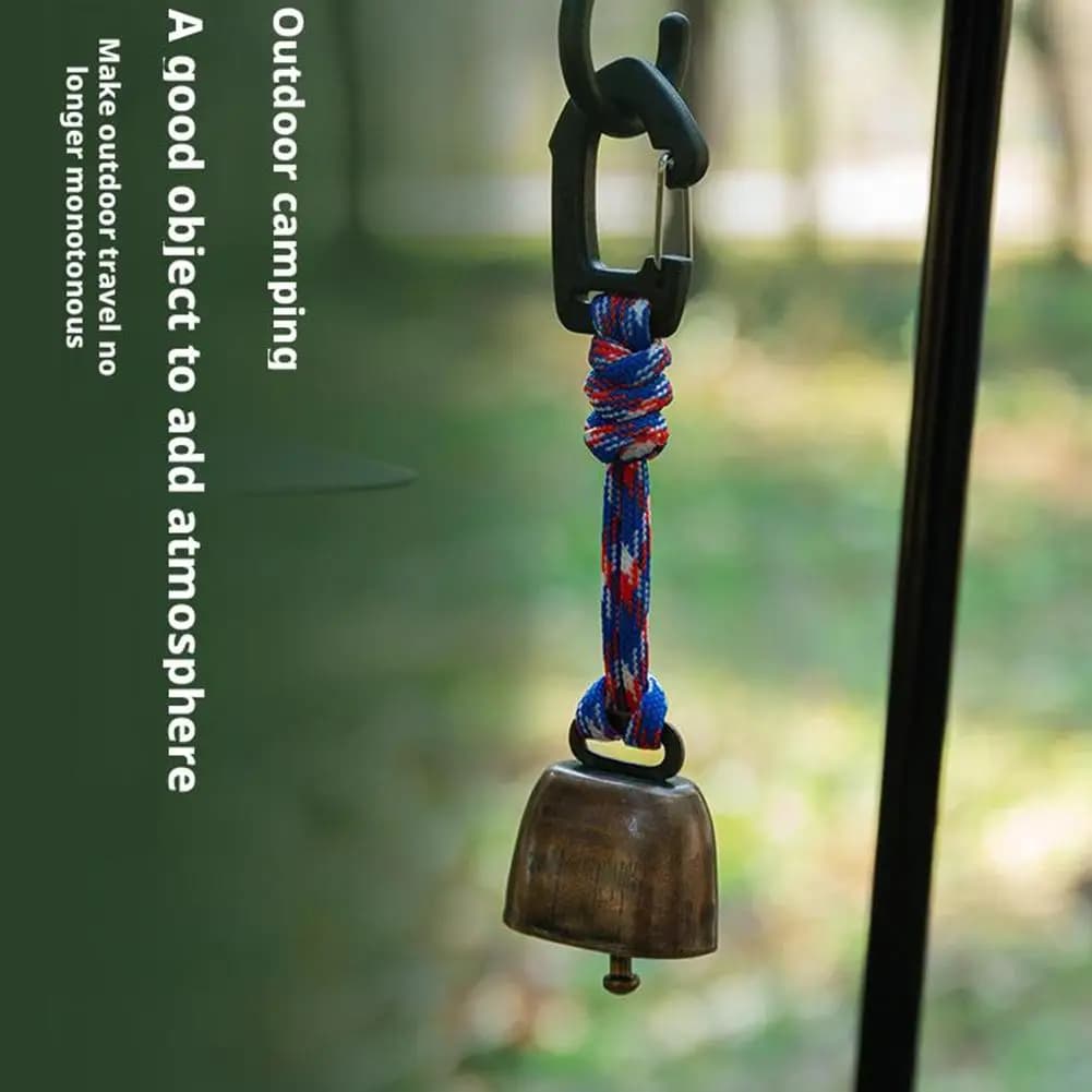 Outdoor Bear Bell for Hiking Camping - Loud Cast Iron Cowbell with Hand Braided Lanyard, Anti-Lost Keychain for Backpacking Walk - Image 4