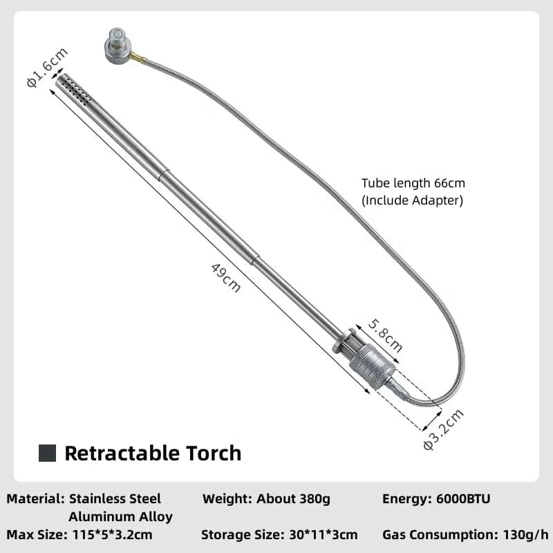 CAMPINGMOON XD-6-NE Torch Spray Gun Outdoor Camping Picnic Fire Making Barbecue Point Carbon Stainless Steel Spray Gun - Image 3