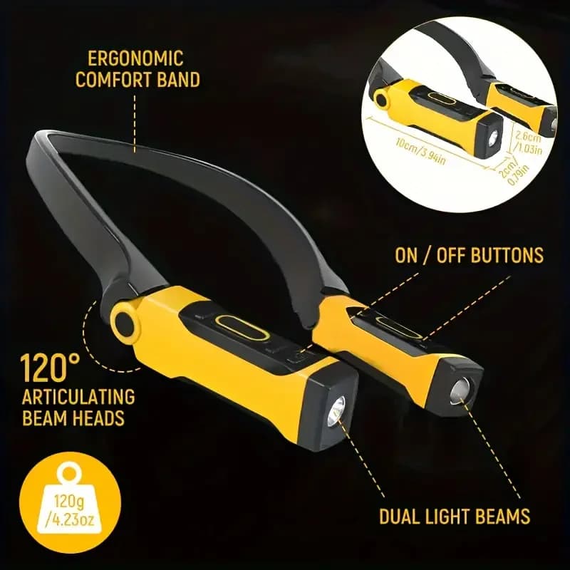 Rechargeable LED Neck Light Book Light for Reading, 2 Brightness Levels, Bendable Arms - Ideal for Reading, Camping, Repairing - Image 2