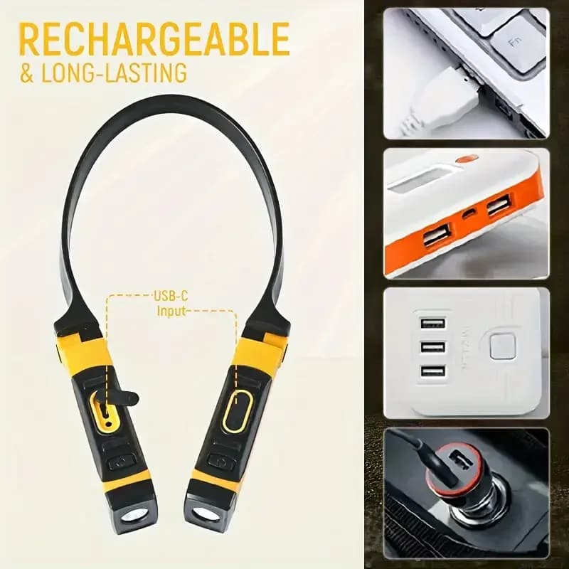 Rechargeable LED Neck Light Book Light for Reading, 2 Brightness Levels, Bendable Arms - Ideal for Reading, Camping, Repairing - Image 5