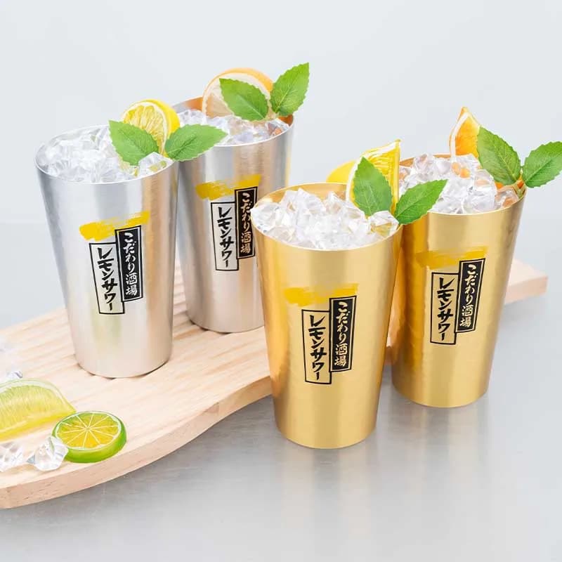 Japanese Style Aluminum Beer Mugs Set 450ml - Gold Silver Reusable Drinking Mug for Beer Water Juice Outdoor Camping Party Use - Image 1