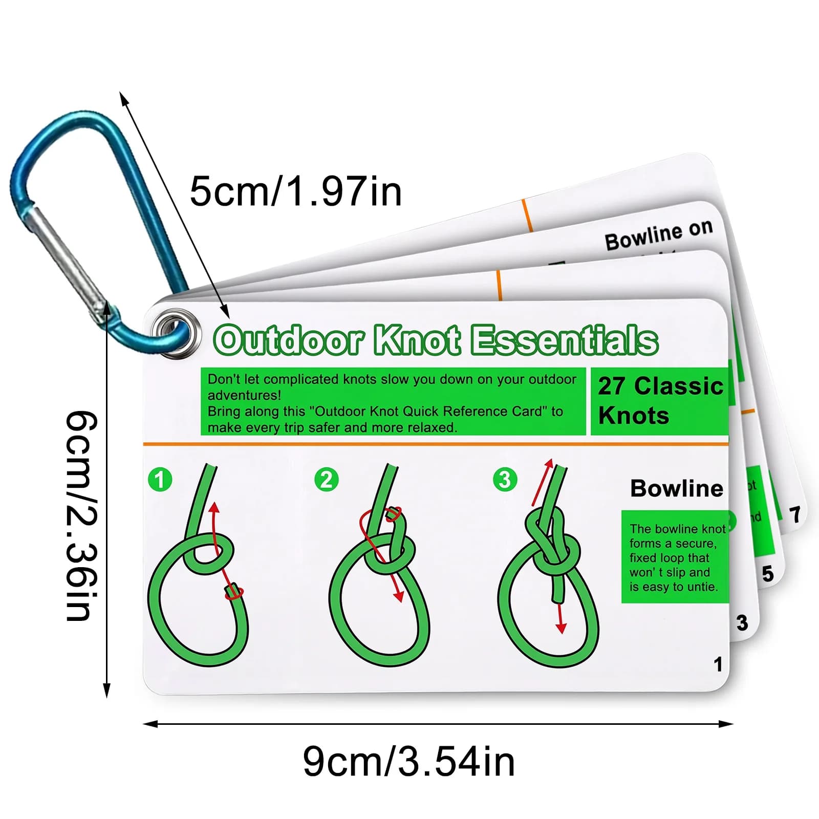 Rock Climbing Knot Cards Includes 27 Rope Knots,with Mini Carabiner to Clipping,Waterproof Knot Tying Cards Ultimate Knot Guides - Image 5