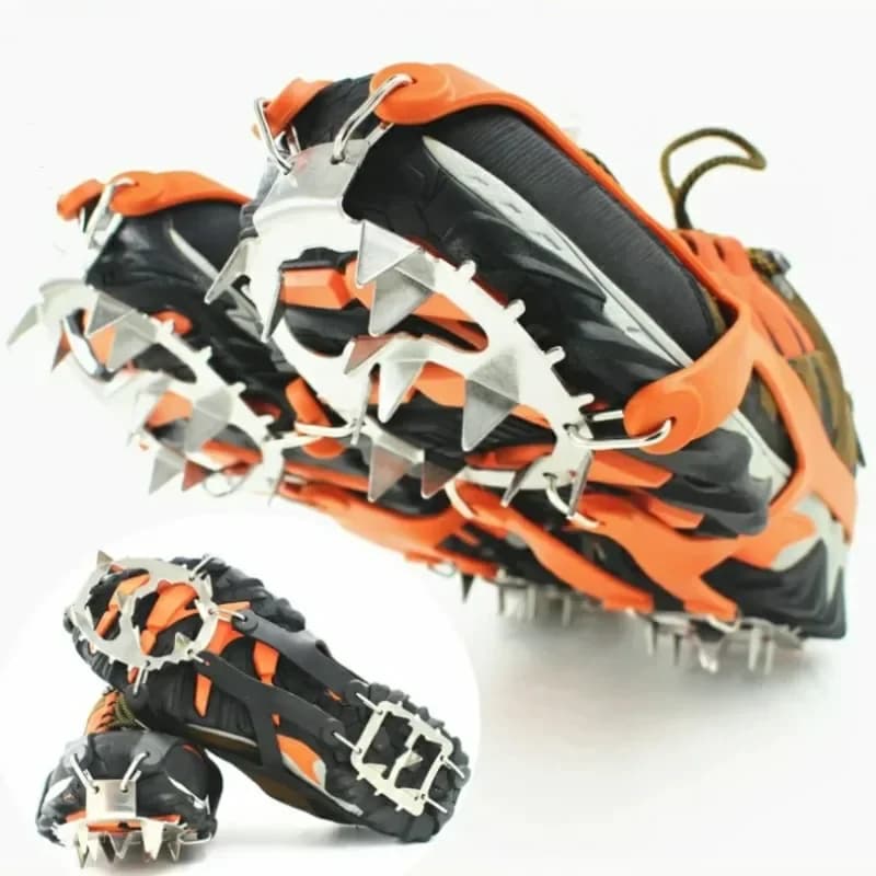 1Pair Professional Climbing Crampons 18 Studs Anti-Skid Ice Snow Walking Shoes Spike Grip Winter Outdoor Equipment Camping Gear - Image 1