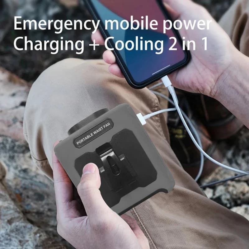 10000mAh Portable Neck Fan Cooling Rechargeable Hands-free Waist Clip Fan with Flashlight for Outdoor Travel Camping Power Bank - Image 3