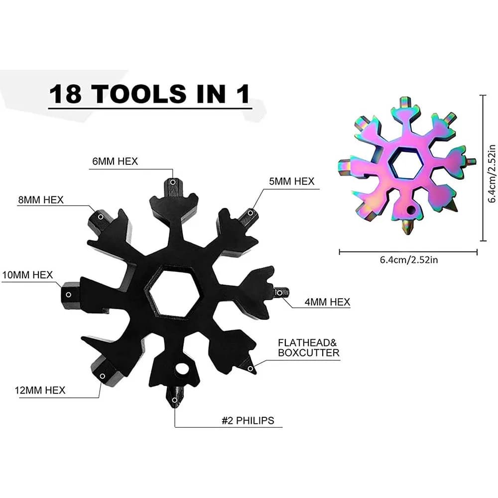 Snowflake 18-in-1 Multi Tool Stainless Steel Screwdriver Bottle Opener Outdoor Camping Travel Adventure Daily Survival Kit - Image 6
