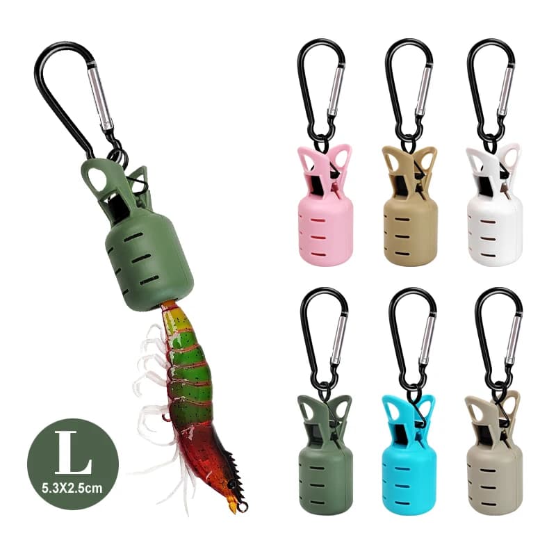 L+M Size Squid Jig Protector Set Octopus Egi Hook Cover Cuttlefish Umbrella Lure Cap Wood Shrimp Bait Tackle with Carabiner - Image 5