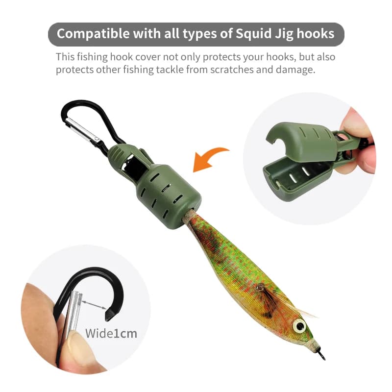9PCS Squid Jig Protector Webfoot Octopus Egi Hook Cover Cuttlefish Umbrella Lure Cap Wood Shrimp Bait Accessories with Carabiner - Image 4