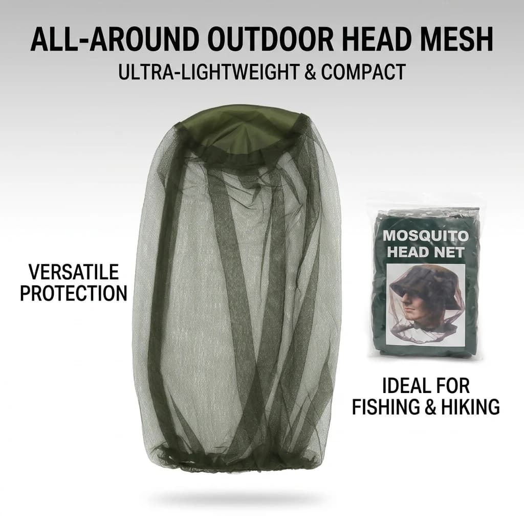Outdoor Head Face Mask Hat Net Cover Anti-mosquito Cover Mosquito Net Cap Travel Breathable Head Mesh Covers Fishing Caps - Image 1