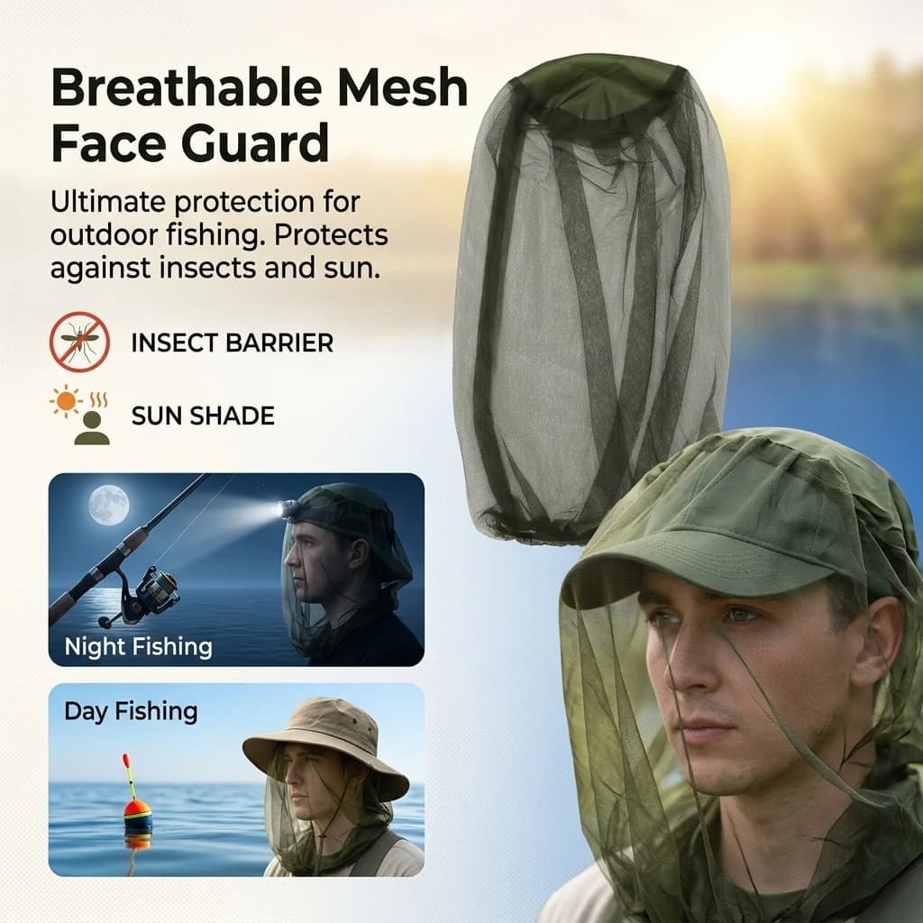 Outdoor Head Face Mask Hat Net Cover Anti-mosquito Cover Mosquito Net Cap Travel Breathable Head Mesh Covers Fishing Caps - Image 4