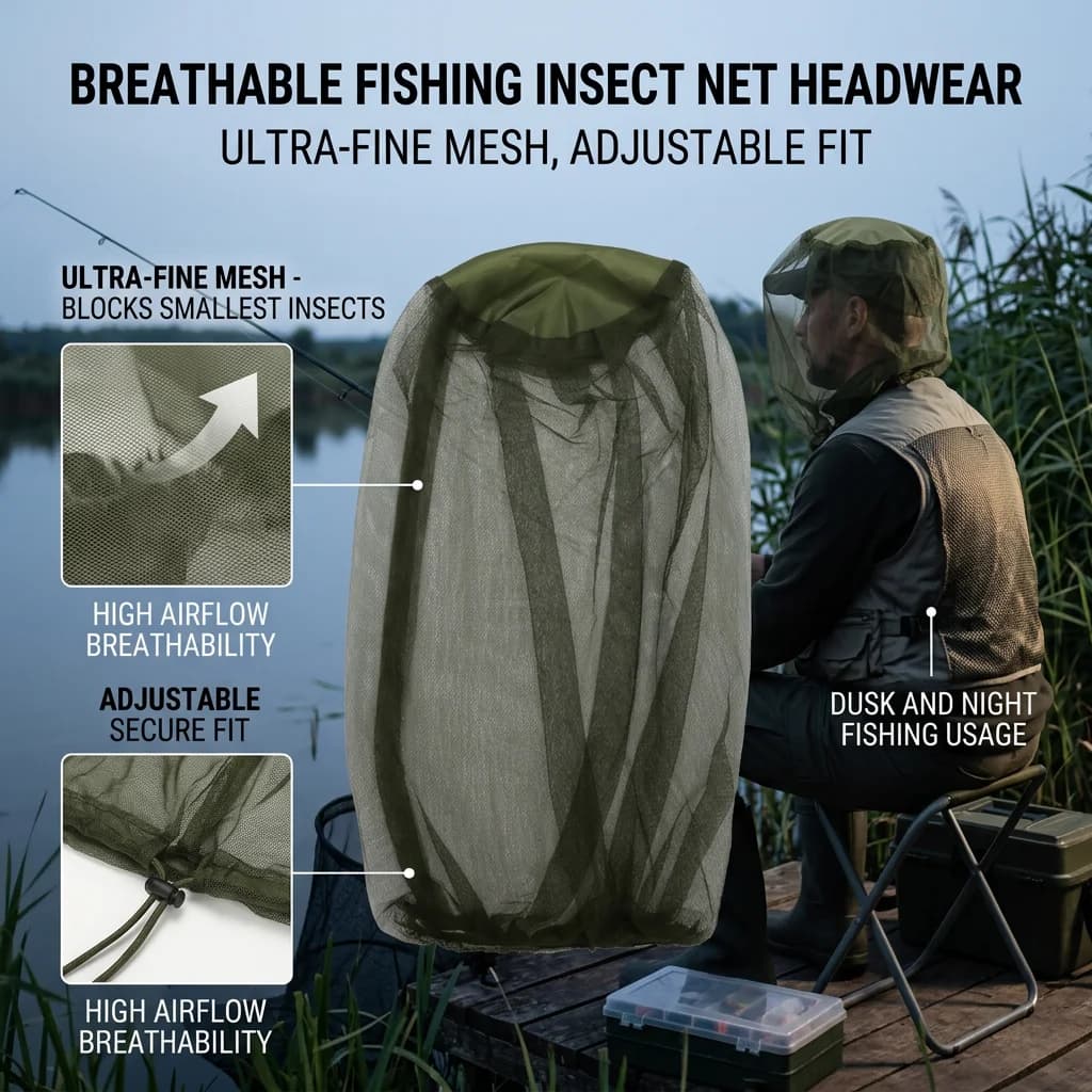 Outdoor Head Face Mask Hat Net Cover Anti-mosquito Cover Mosquito Net Cap Travel Breathable Head Mesh Covers Fishing Caps - Image 5