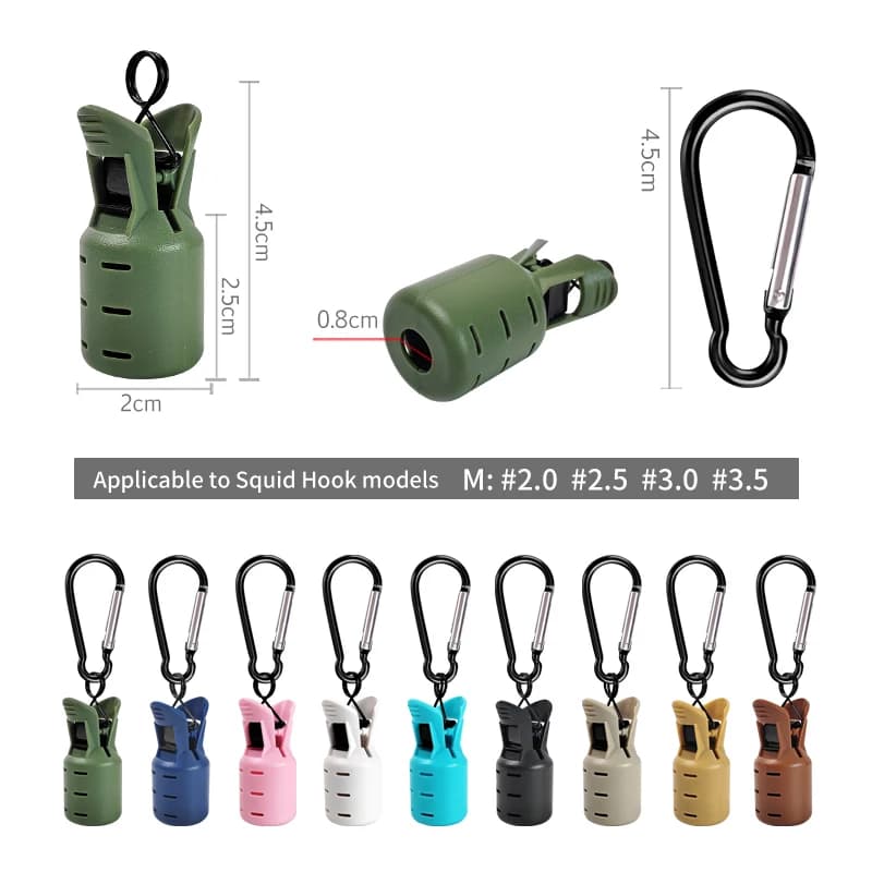 New Squid Jig Bait Protector Kit Size M 6pcs Webfoot Octopus Egi Hooks Cover Cuttlefish Umbrella Lure Cap with Carabiner - Image 2