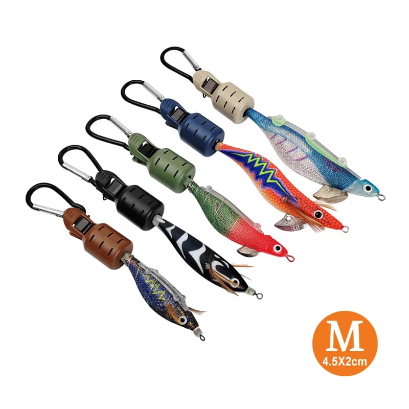 New Squid Jig Bait Protector Kit Size M 6pcs Webfoot Octopus Egi Hooks Cover Cuttlefish Umbrella Lure Cap with Carabiner - Image 4