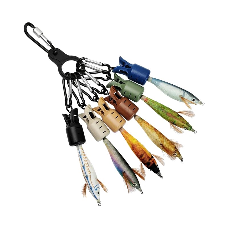 New Squid Jig Bait Protector Kit Size M 6pcs Webfoot Octopus Egi Hooks Cover Cuttlefish Umbrella Lure Cap with Carabiner - Image 6