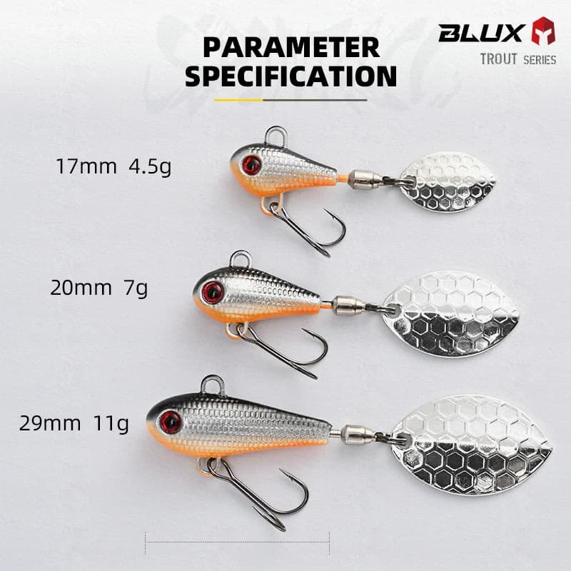 BLUX SPINTAIL Fishing Lure 4.5g 7g 11g Mag Tail Spinner Shad Metal Vib Casting Shore Jig Bait Copper Blade Spoon Freshwater Bass - Image 2