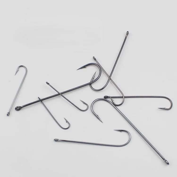 25 pcs Big Eyelet Fishing hook Long Shank Barbed Round Bent Joint Hook Big Eye Ring Worm Hook Fishing Lure Spoon Spinner - Image 1