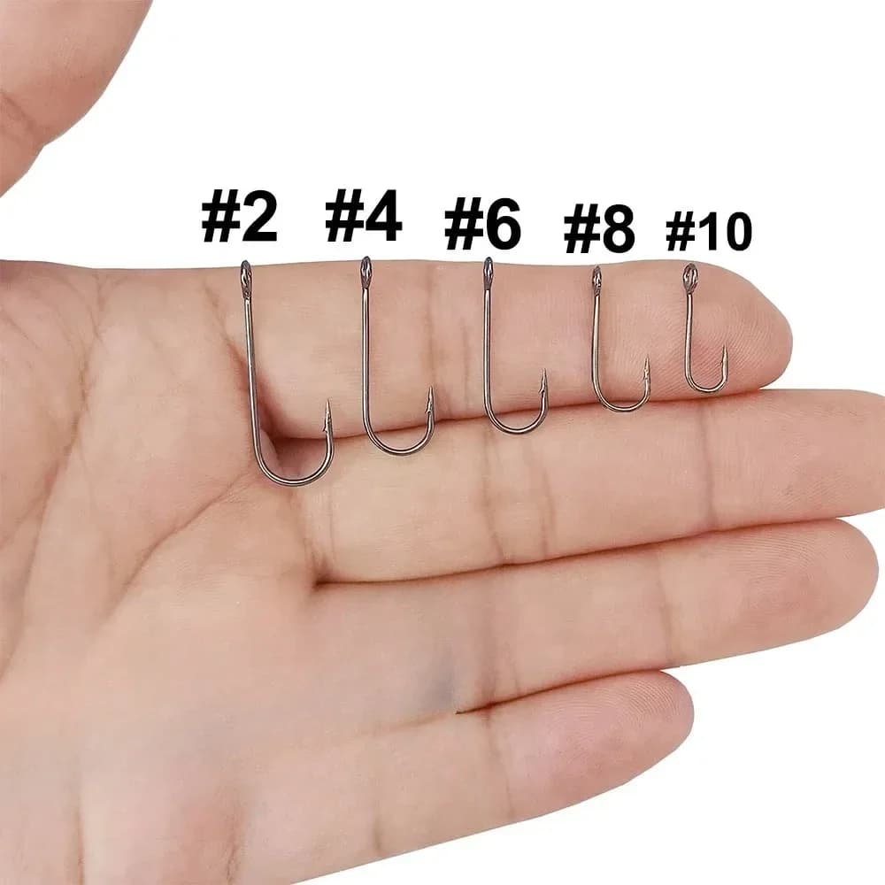 25 pcs Big Eyelet Fishing hook Long Shank Barbed Round Bent Joint Hook Big Eye Ring Worm Hook Fishing Lure Spoon Spinner - Image 4