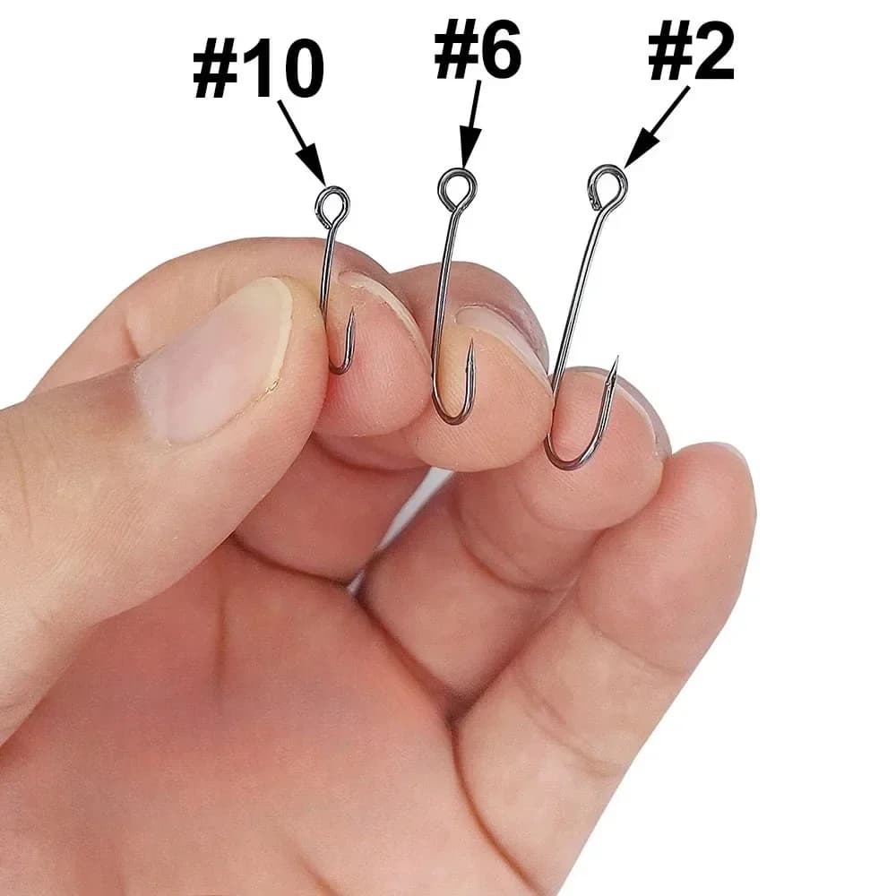 25 pcs Big Eyelet Fishing hook Long Shank Barbed Round Bent Joint Hook Big Eye Ring Worm Hook Fishing Lure Spoon Spinner - Image 6