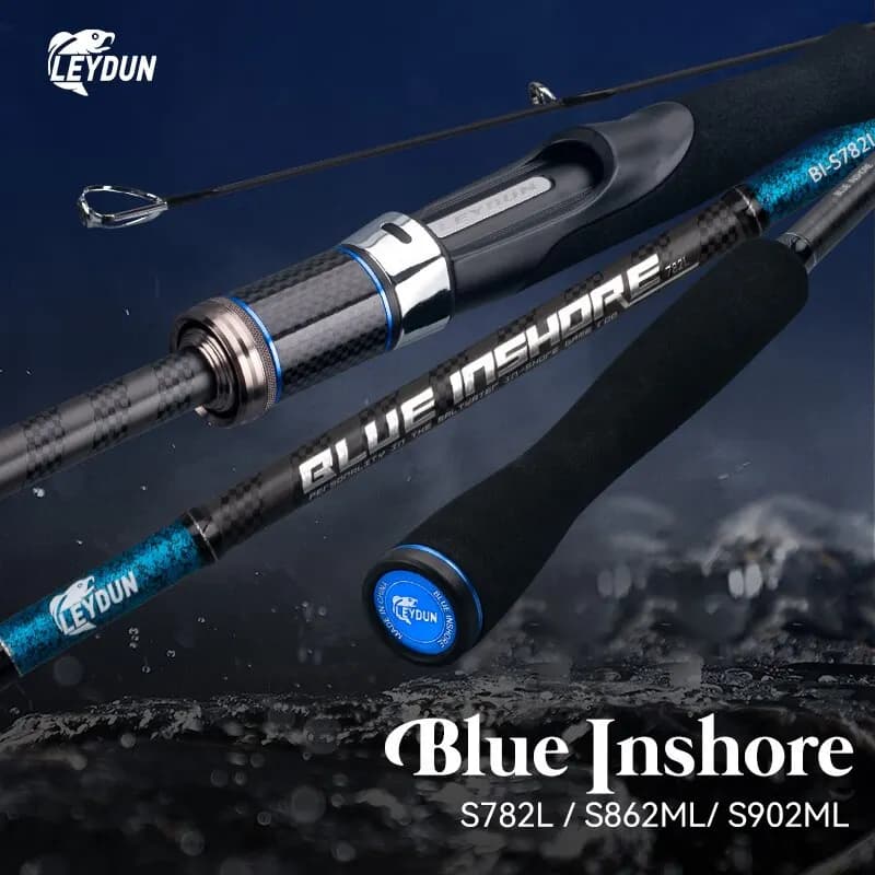 BLUE INSHORE Fishing Rods Inshore Breakwater Bass Rod S782L S862ML S902ML Saltwater Light Fast 2 Section Spinning Rods - Image 1